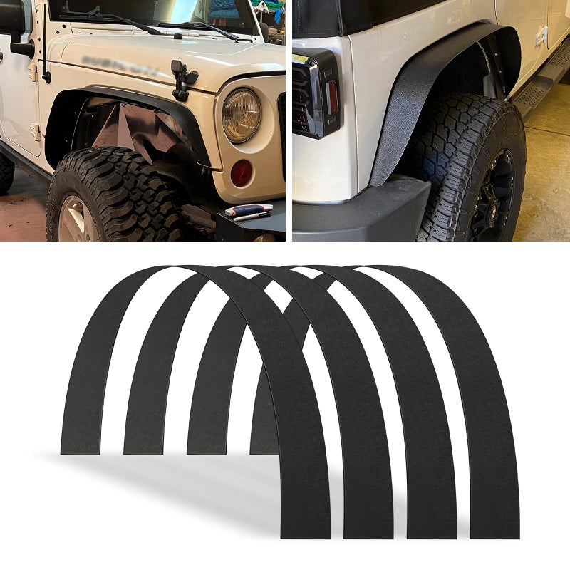 KEEPDSGN Fender Flares Black 4PCS Universal Flexible 6" Wide Body Kit Wheel Arches Durable PP Off-Road Fender Wheel Flares Fit for Most Cars SUV Trucks Off-Road Jeep - Image 1