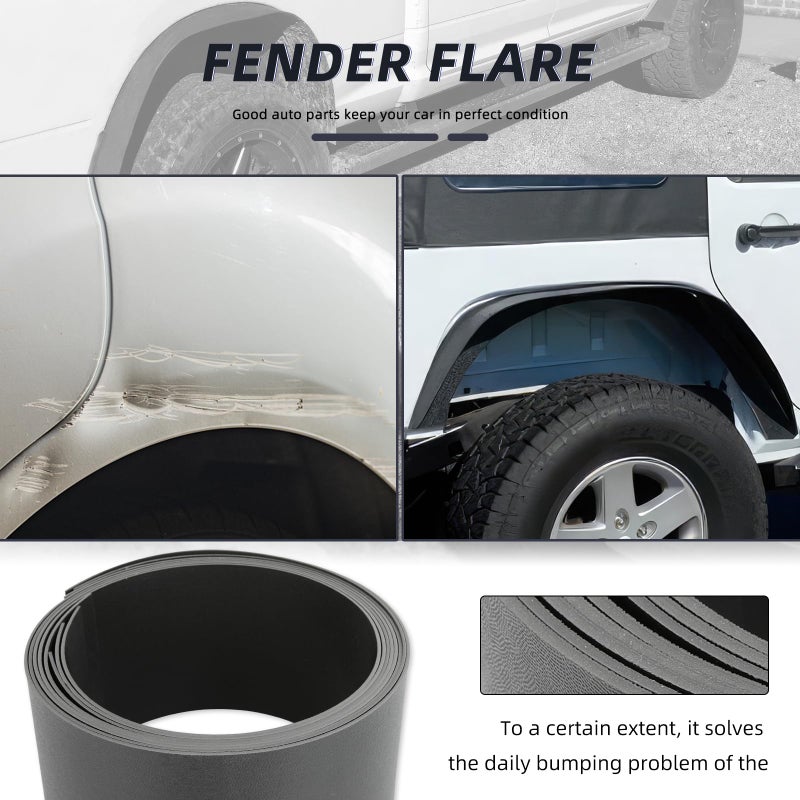 KEEPDSGN Fender Flares Black 4PCS Universal Flexible 6" Wide Body Kit Wheel Arches Durable PP Off-Road Fender Wheel Flares Fit for Most Cars SUV Trucks Off-Road Jeep - Image 5