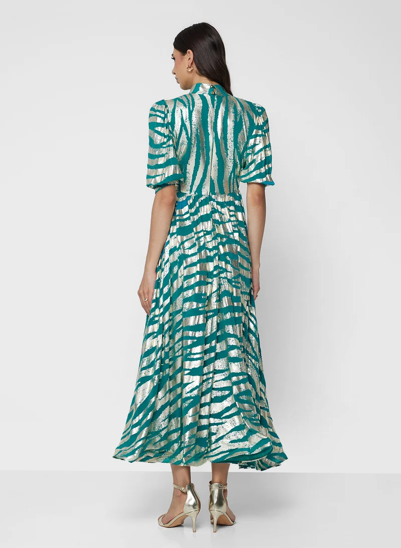Golden Apple Metallic Printed Maxi Dress