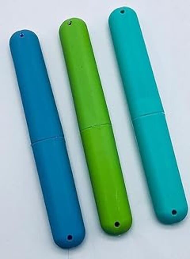 3 Toothbrush covers - Blue Green Turquoise