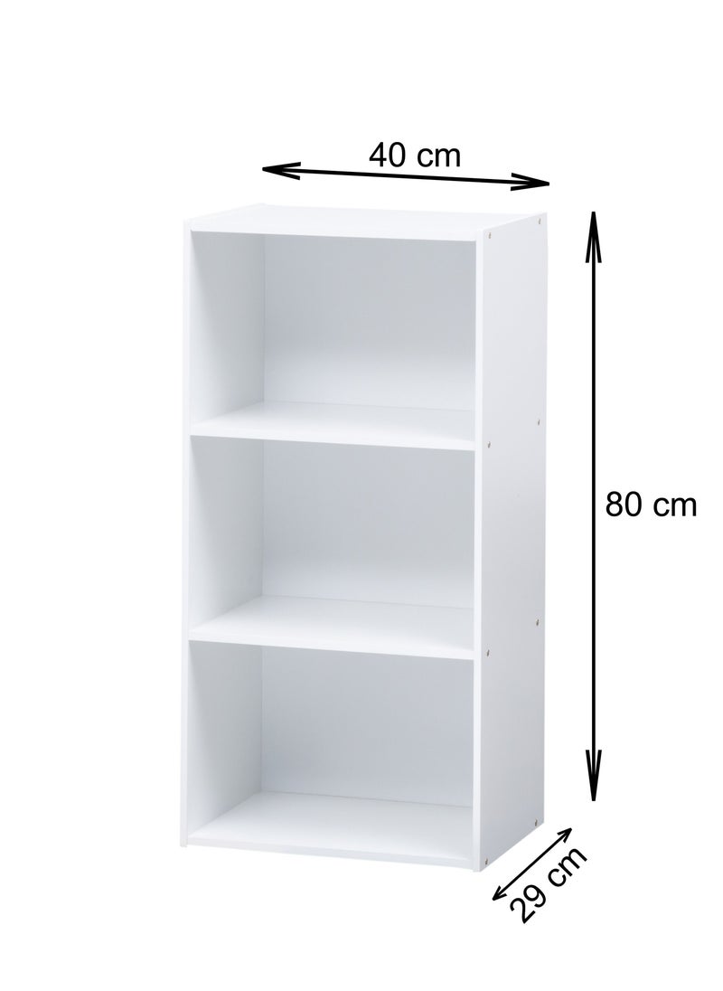WT-EASYCARE - 3-tier Engineered Wood Open Shelf- White | Triple-Layered Engineered Wood Shelves | Wooden Organizer | Open Wooden Cabinet with Shelves | Wooden Display Shelf| Book Shelf - Image 1