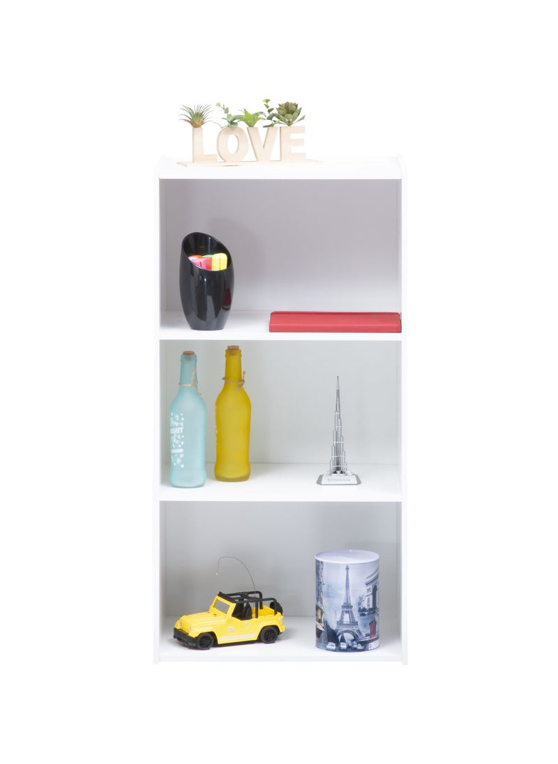 WT-EASYCARE - 3-tier Engineered Wood Open Shelf- White | Triple-Layered Engineered Wood Shelves | Wooden Organizer | Open Wooden Cabinet with Shelves | Wooden Display Shelf| Book Shelf - Image 1