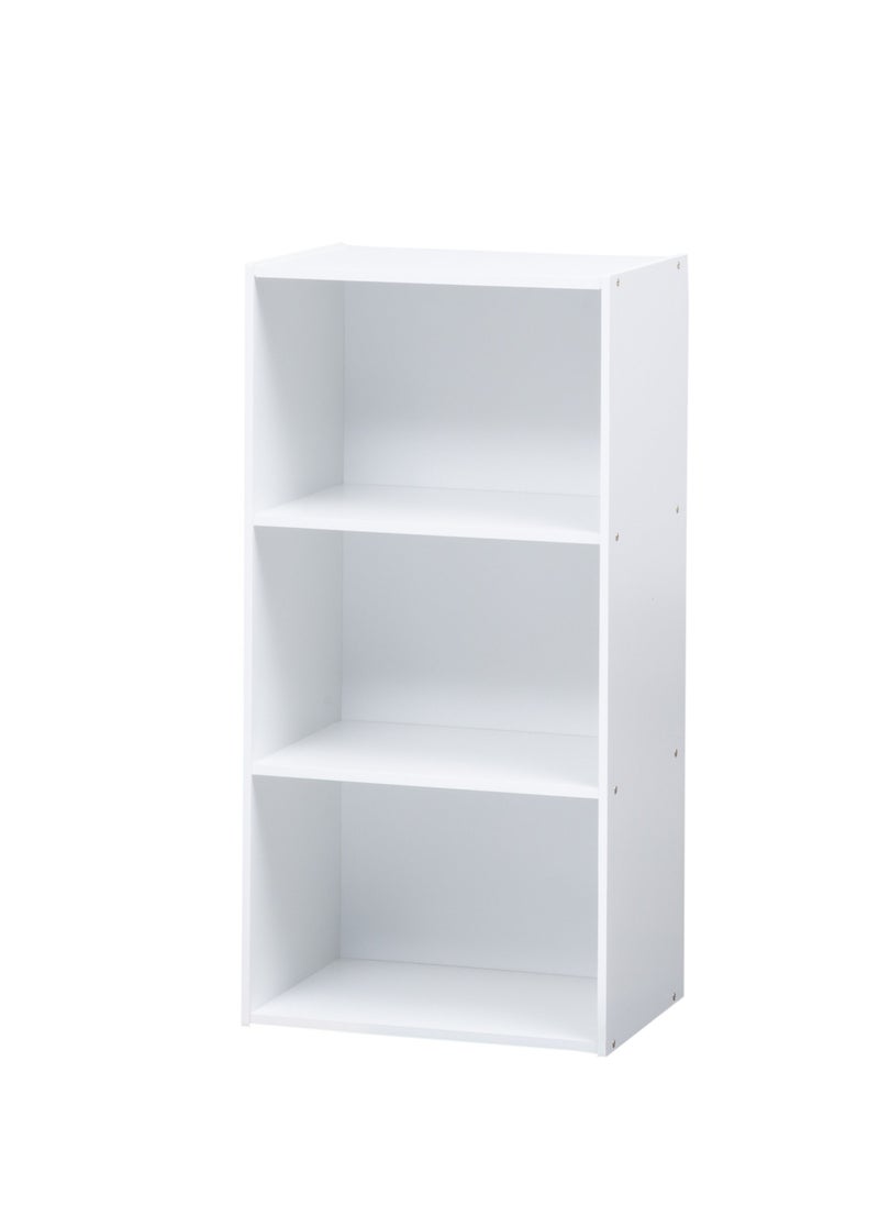 WT-EASYCARE - 3-tier Engineered Wood Open Shelf- White | Triple-Layered Engineered Wood Shelves | Wooden Organizer | Open Wooden Cabinet with Shelves | Wooden Display Shelf| Book Shelf - Image 1
