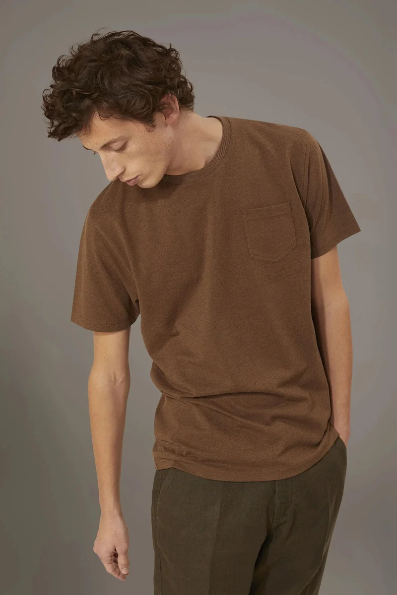 Round neck t-shirt melange - Brown