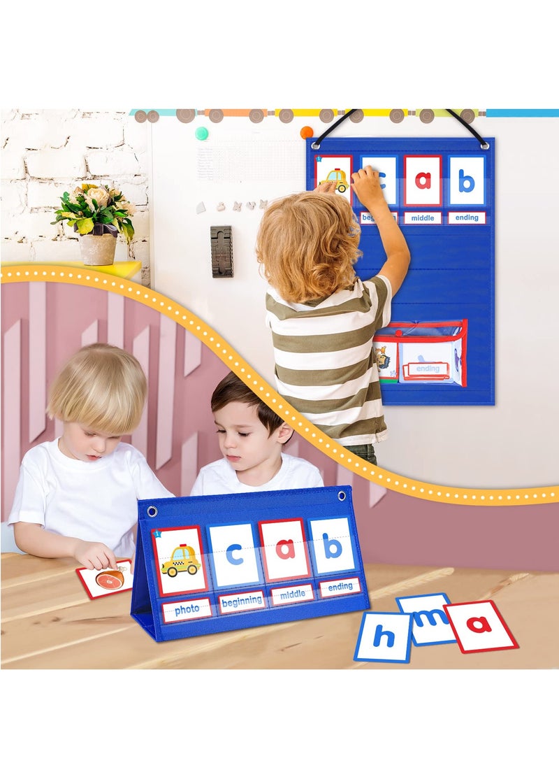 Zikra Educational Toys for Kids CVC Word Builder Desktop Pocket Chart CVC Word Spelling Games Literacy Learning Cards Montessori Educational Toy for Kids Preschool Kindergarten Learning Education - Image 3