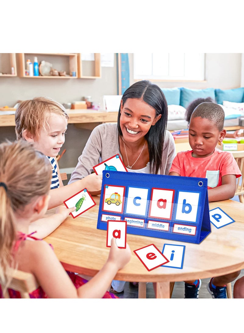 Zikra Educational Toys for Kids CVC Word Builder Desktop Pocket Chart CVC Word Spelling Games Literacy Learning Cards Montessori Educational Toy for Kids Preschool Kindergarten Learning Education - Image 4