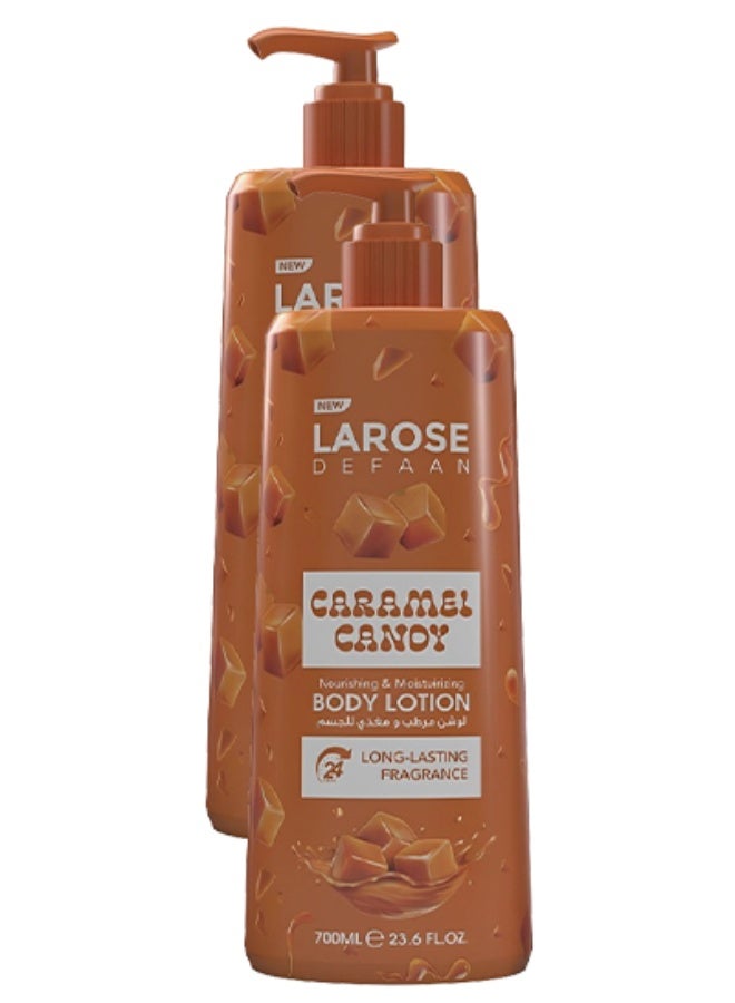 La Rose 2 Pieces Caramel Candy Nourishing & Moisturizing Body Lotion Long Lasting Fragrance 700ml - Image 1