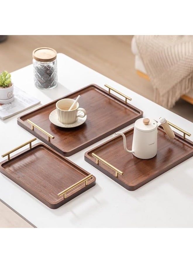DUNISO Coffee Serving Tray with Gold Handles, Non-Slip Raised Edges, Serving Plate Food Tray for Breakfast, Coffee, Dinner & Bar, Dessert Plate Decorative Tray for Kitchen, Bedroom (19 x 30 x 2 cm) - Image 3
