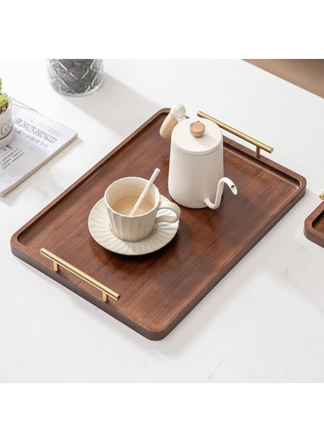 DUNISO Coffee Serving Tray with Gold Handles, Non-Slip Raised Edges, Serving Plate Food Tray for Breakfast, Coffee, Dinner & Bar, Dessert Plate Decorative Tray for Kitchen, Bedroom (19 x 30 x 2 cm) - Image 4