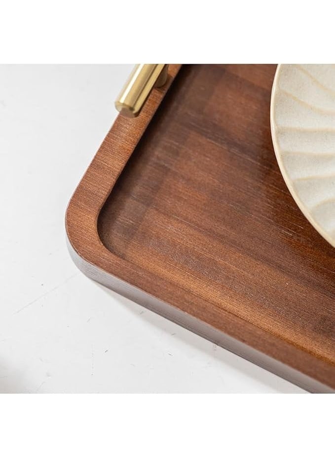 DUNISO Coffee Serving Tray with Gold Handles, Non-Slip Raised Edges, Serving Plate Food Tray for Breakfast, Coffee, Dinner & Bar, Dessert Plate Decorative Tray for Kitchen, Bedroom (19 x 30 x 2 cm) - Image 2