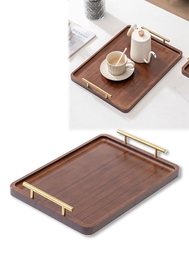 DUNISO Coffee Serving Tray with Gold Handles, Non-Slip Raised Edges, Serving Plate Food Tray for Breakfast, Coffee, Dinner & Bar, Dessert Plate Decorative Tray for Kitchen, Bedroom (19 x 30 x 2 cm) - Image 1