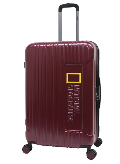 NATIONAL GEOGRAPHIC National Geographic Canyon ABS/PC Hardshell Large Check-In Suitcase Burgundy, Durable Lightweight Expandable Anti-theft Zipper TSA Lock Travel Luggage, 4 Double Wheel Trolley Bag (28 Inch)