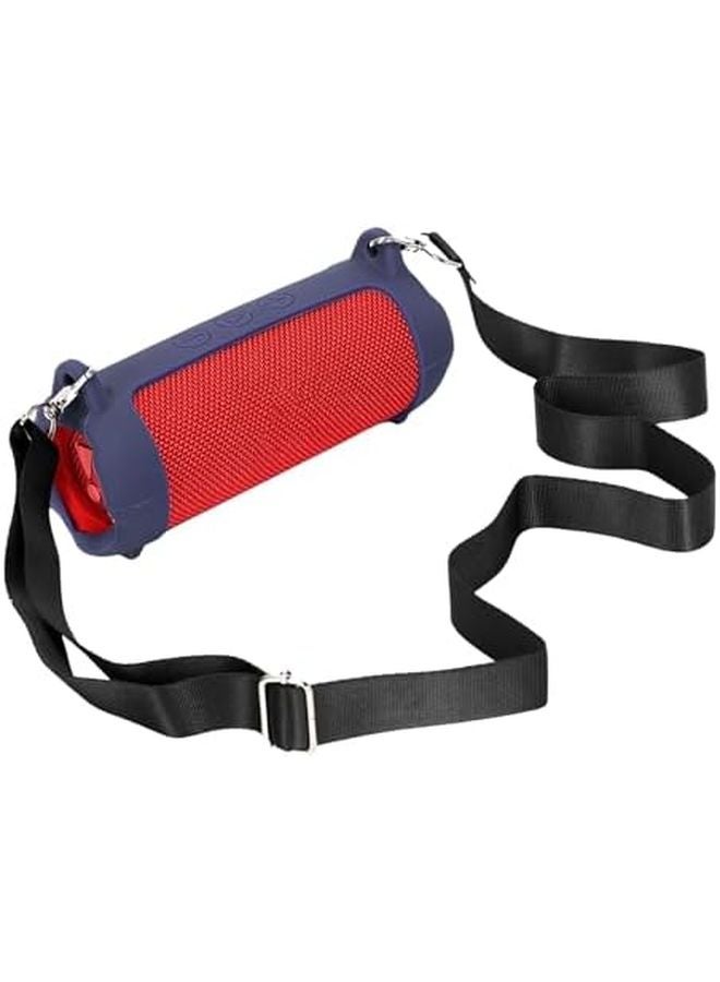 حافظة سفر واقية من السيليكون باللون الأزرق البحري مع حزام كتف قابل للتعديل لمكبر الصوت - Image 5