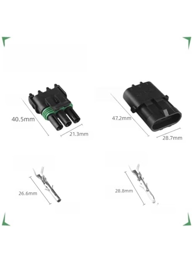 LAMAY 10 Kit 3 Pin Way Waterproof Electrical Plugs 2.5mm Series Terminal Pins Weatherpack Connectors Automotive Replacement Kits with Spudger - Image 3