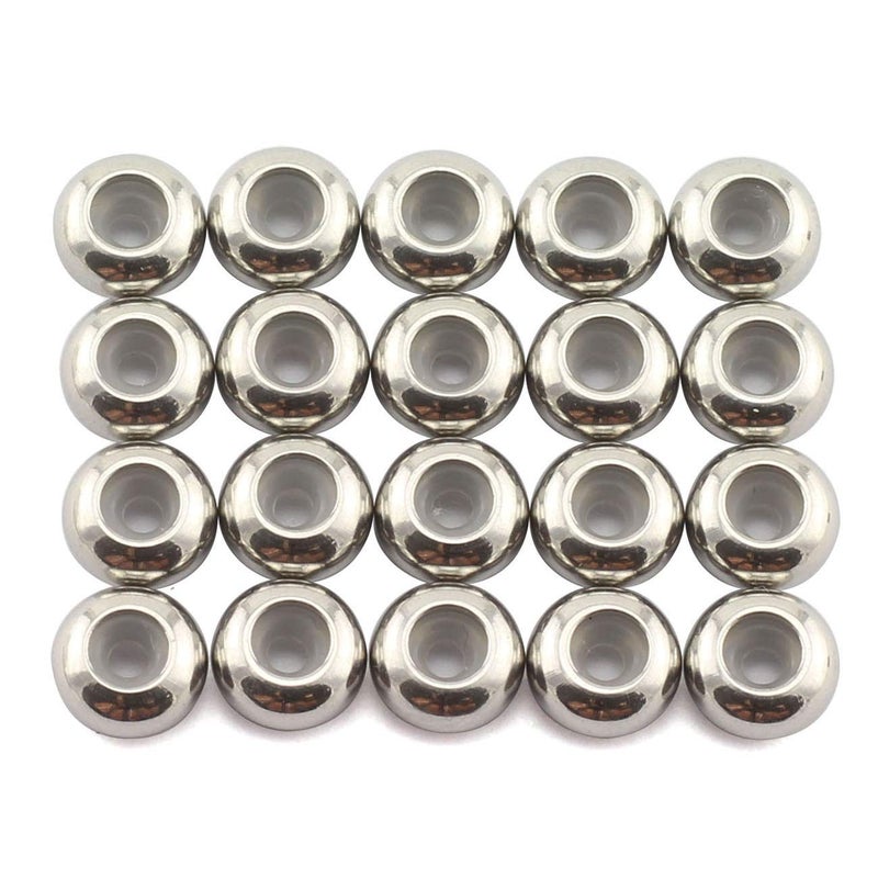 Tegg 20pcs 6mm Stainless Steel Insert Rubber Stopper Positioning Spacer Beads for Bracelet Necklace DIY Crafts Making Jewelry Findings Accessories 3mm Hole 12mm Height Flat Loose Beads Silver