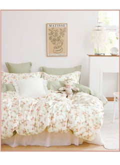 AL RAID 6-Piece King Size Cotton Bedding Set - Includes Duvet Cover 220x240 cm, Fitted Sheet 200x200+25 cm, 4 Pillowcases 50x75 cm - Soft, Durable, Elegant Design, Perfect King Size Bed Set 