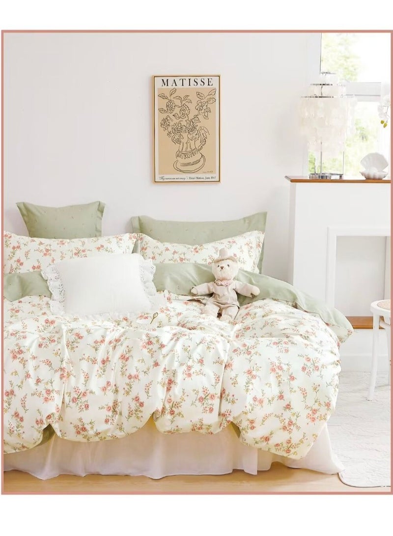 AL RAID 6-Piece King Size Cotton Bedding Set - Includes Duvet Cover 220x240 cm, Fitted Sheet 200x200+25 cm, 4 Pillowcases 50x75 cm - Soft, Durable, Elegant Design, Perfect King Size Bed Set