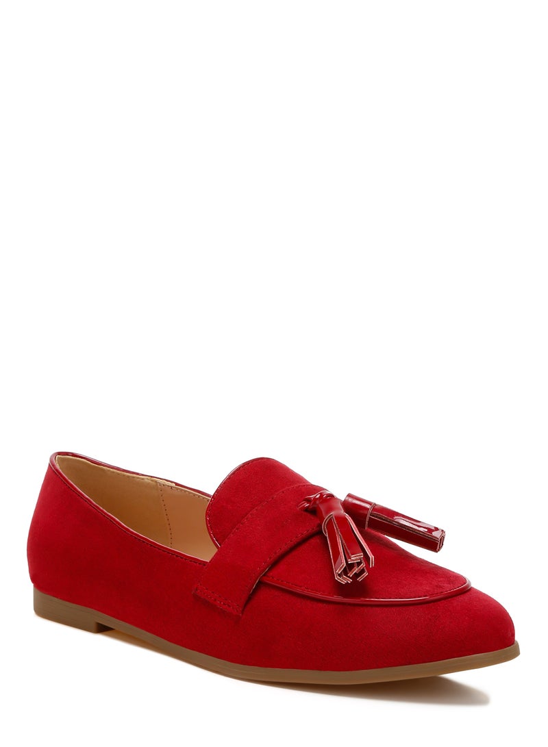 London Rag Micro Suede Tassel Loafers in Red  - Image 2