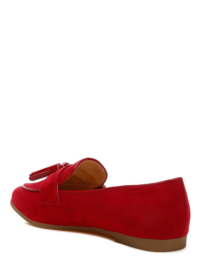 London Rag Micro Suede Tassel Loafers in Red  - Image 3