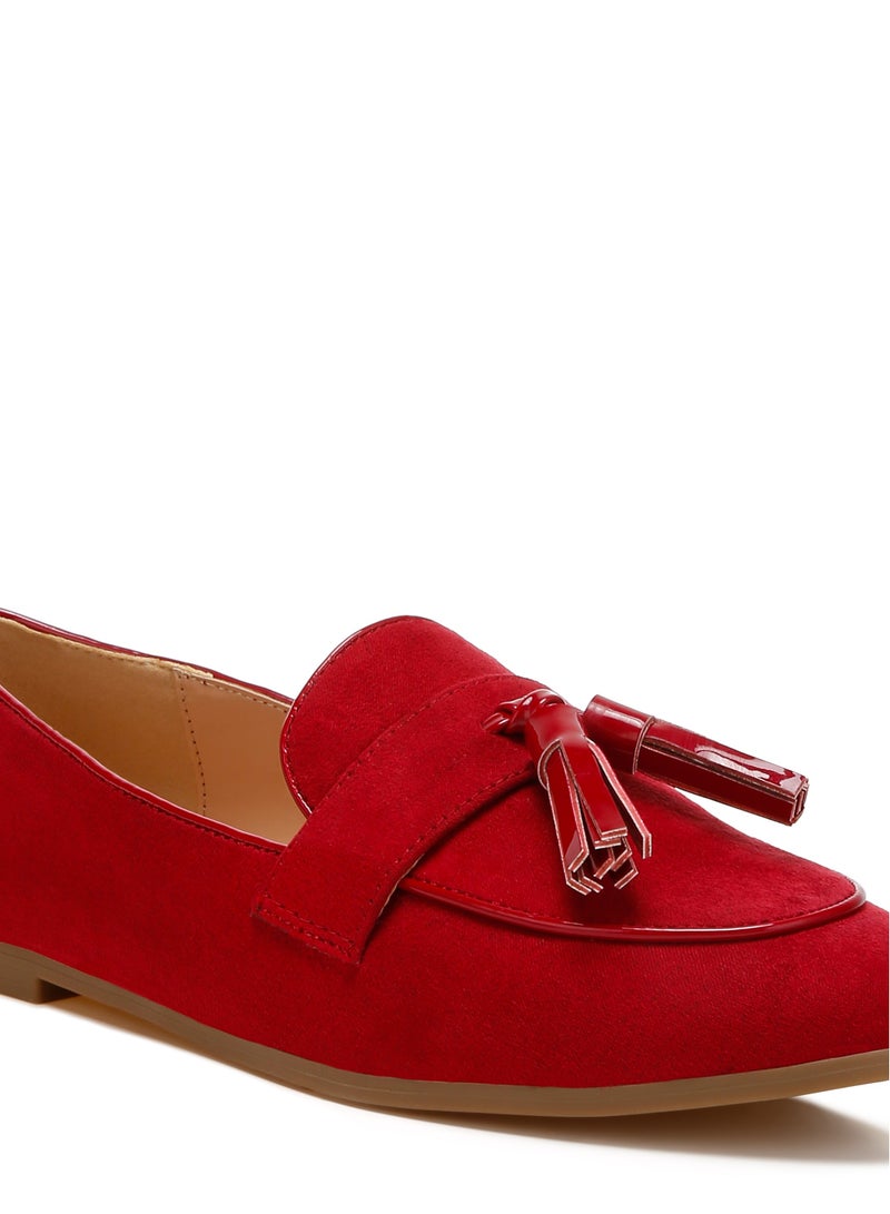 London Rag Micro Suede Tassel Loafers in Red  - Image 5