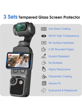 DJI OSMO Pocket 4 Accessory Kit, Silicone Protective Case Cover, Tempered Glass Screen Protector, Lens Protector (Black) - view 5