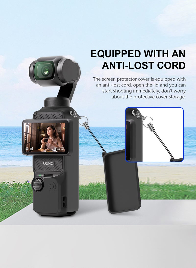 SJet DJI OSMO Pocket 4 Accessory Kit, Silicone Protective Case Cover, Tempered Glass Screen Protector, Lens Protector (Black) - Image 4