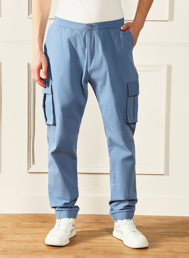 Dennis Lingo Steel Blue Casual Trouser for Men, Slim Fit - Image 1