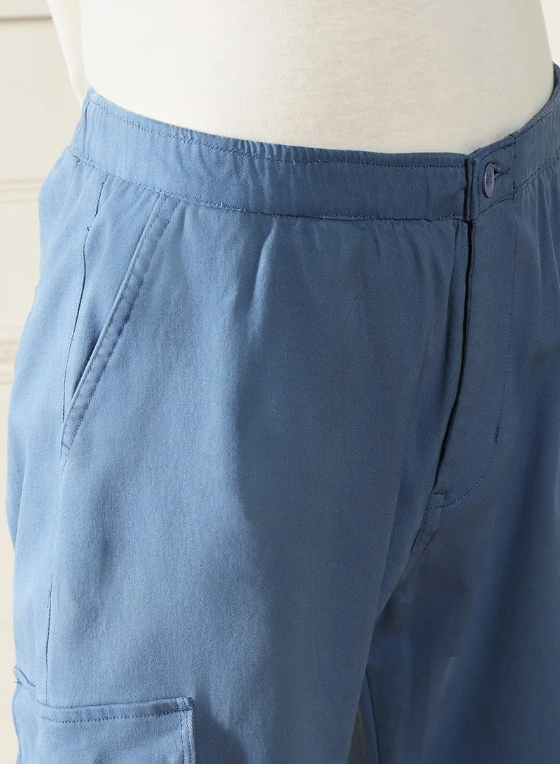 Dennis Lingo Steel Blue Casual Trouser for Men, Slim Fit