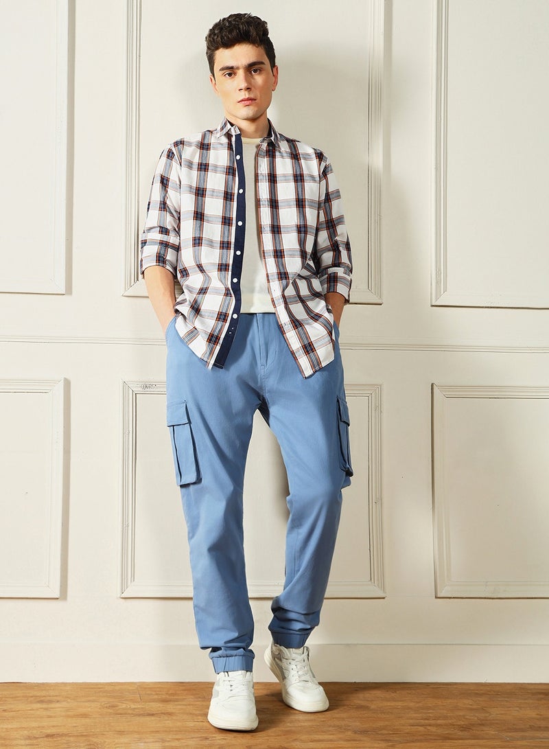 Dennis Lingo Steel Blue Casual Trouser for Men, Slim Fit - Image 5