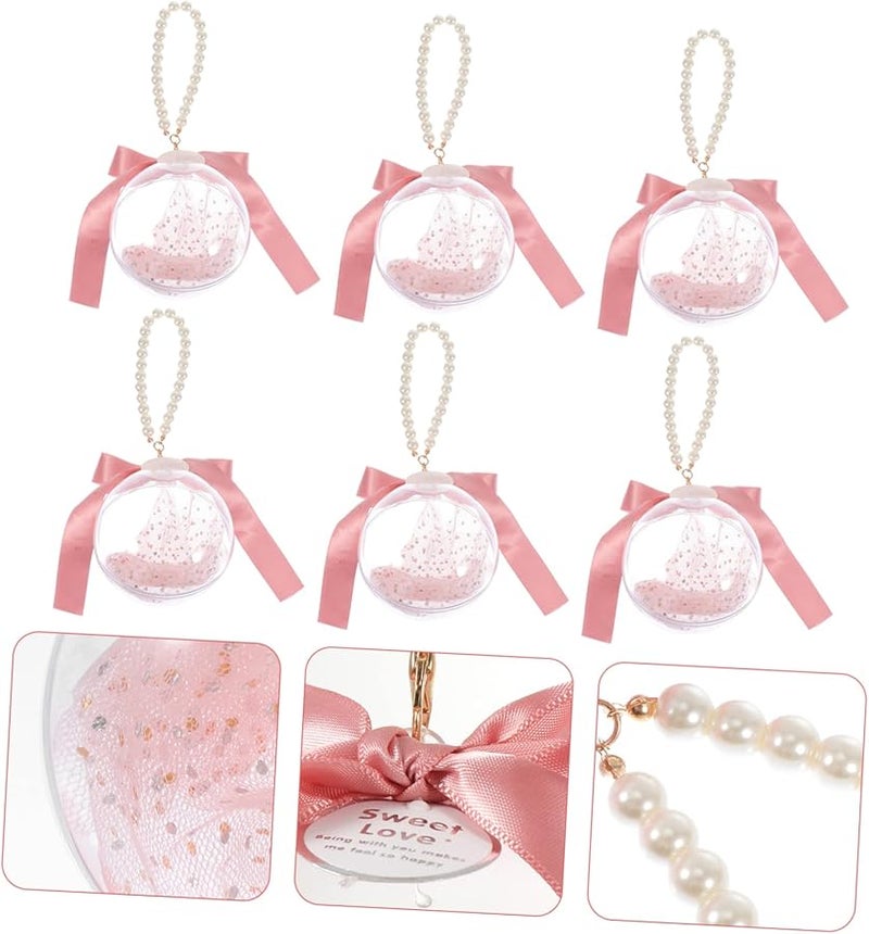 6 قطع صندوق هدايا دائري شفاف بتصميم اللؤلؤ الاصطناعي لتخزين الحلوى والوجبات الخفيفة - Image 5