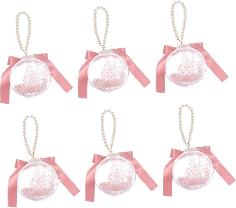 6 قطع صندوق هدايا دائري شفاف بتصميم اللؤلؤ الاصطناعي لتخزين الحلوى والوجبات الخفيفة - Image 1