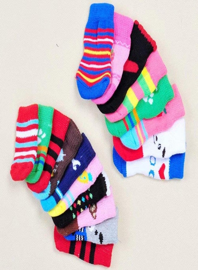 LifeWheel Pet Cat Dog Paw Protection Traction Control Indoor Anti-Slip Knit Cotton Socks 5 Sets (Random Color) - Image 3