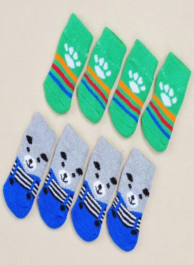 LifeWheel Pet Cat Dog Paw Protection Traction Control Indoor Anti-Slip Knit Cotton Socks 5 Sets (Random Color) - Image 5