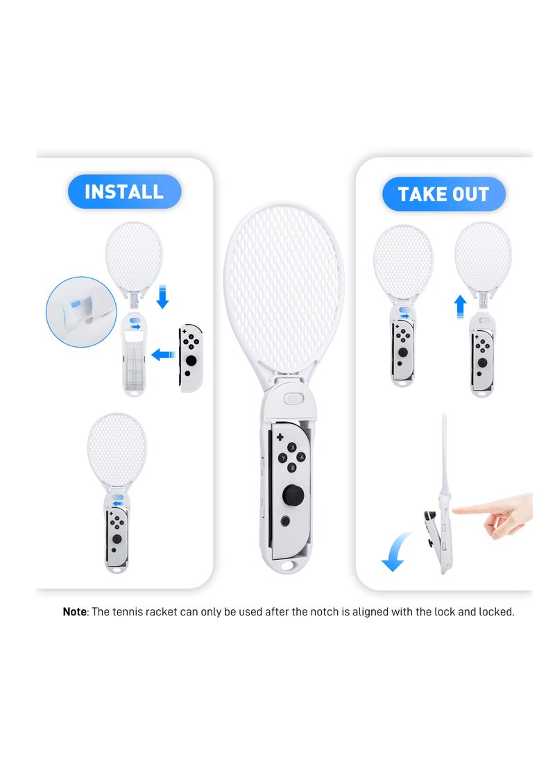 KASTWAVE Detachable Tennis, KASTWAVE Fit for Switch & Switch OLED Joycon Controller Grip with Wrist Strap for Nintendo Switch Sports & Mario Tennis Aces White Accessories Enhance Gaming Experience (2 pack) - Image 5