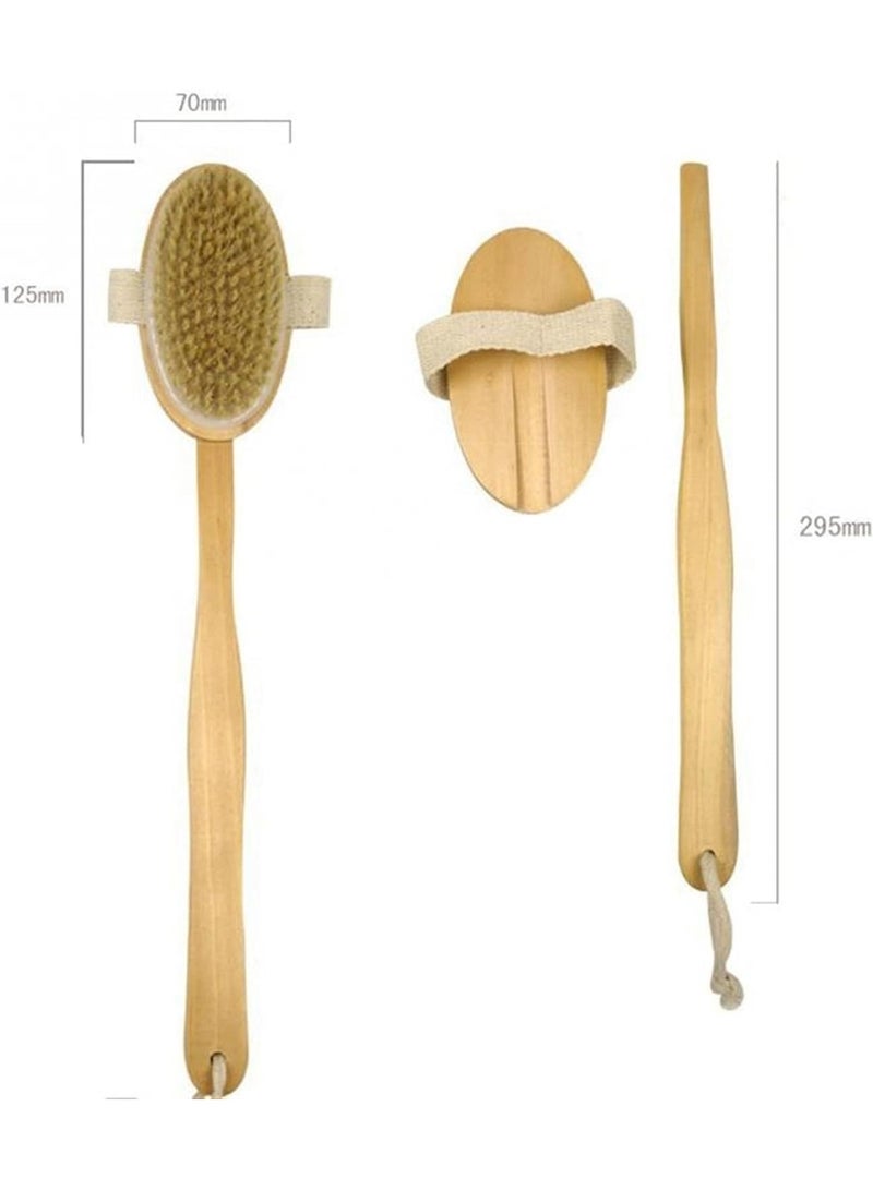VIUAUAX Bath Brush Long Handle Shower Brush Soft Body Brush Back SPA Clean Natural Bristles Exfoliating Brush Long Wooden Handle Cleans the Body Easily - Image 2
