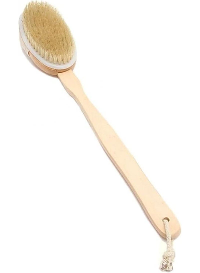 VIUAUAX Bath Brush Long Handle Shower Brush Soft Body Brush Back SPA Clean Natural Bristles Exfoliating Brush Long Wooden Handle Cleans the Body Easily - Image 1