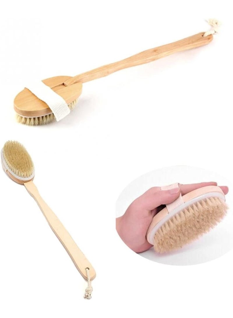 VIUAUAX Bath Brush Long Handle Shower Brush Soft Body Brush Back SPA Clean Natural Bristles Exfoliating Brush Long Wooden Handle Cleans the Body Easily - Image 3