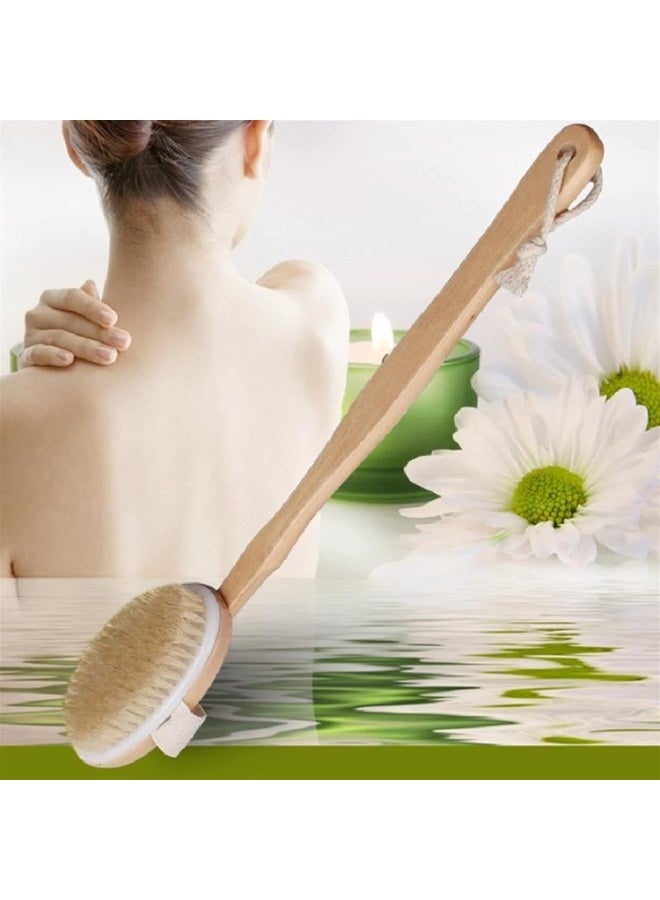 VIUAUAX Bath Brush Long Handle Shower Brush Soft Body Brush Back SPA Clean Natural Bristles Exfoliating Brush Long Wooden Handle Cleans the Body Easily - Image 4