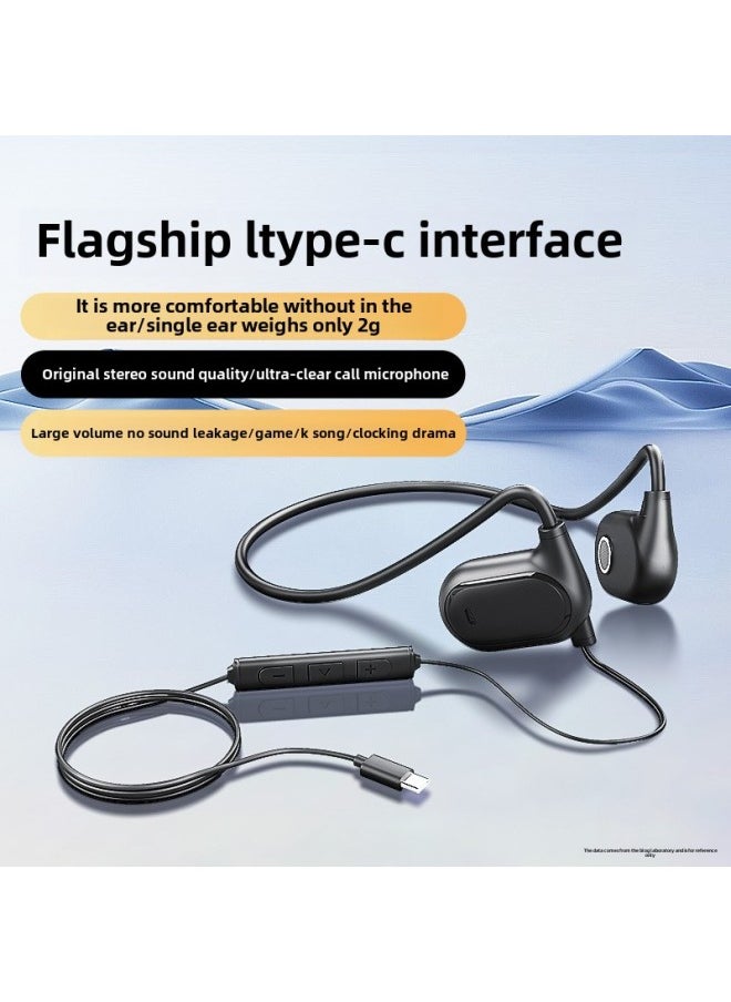 Generic - Computer Wired Headphones Not In Ear Non-Bone Conduction Ear-Hanging Desktop Notebook Painless Headset For Long-term Wear-Color:Flagship Black  Digital Audio Interface Universal - Image 1
