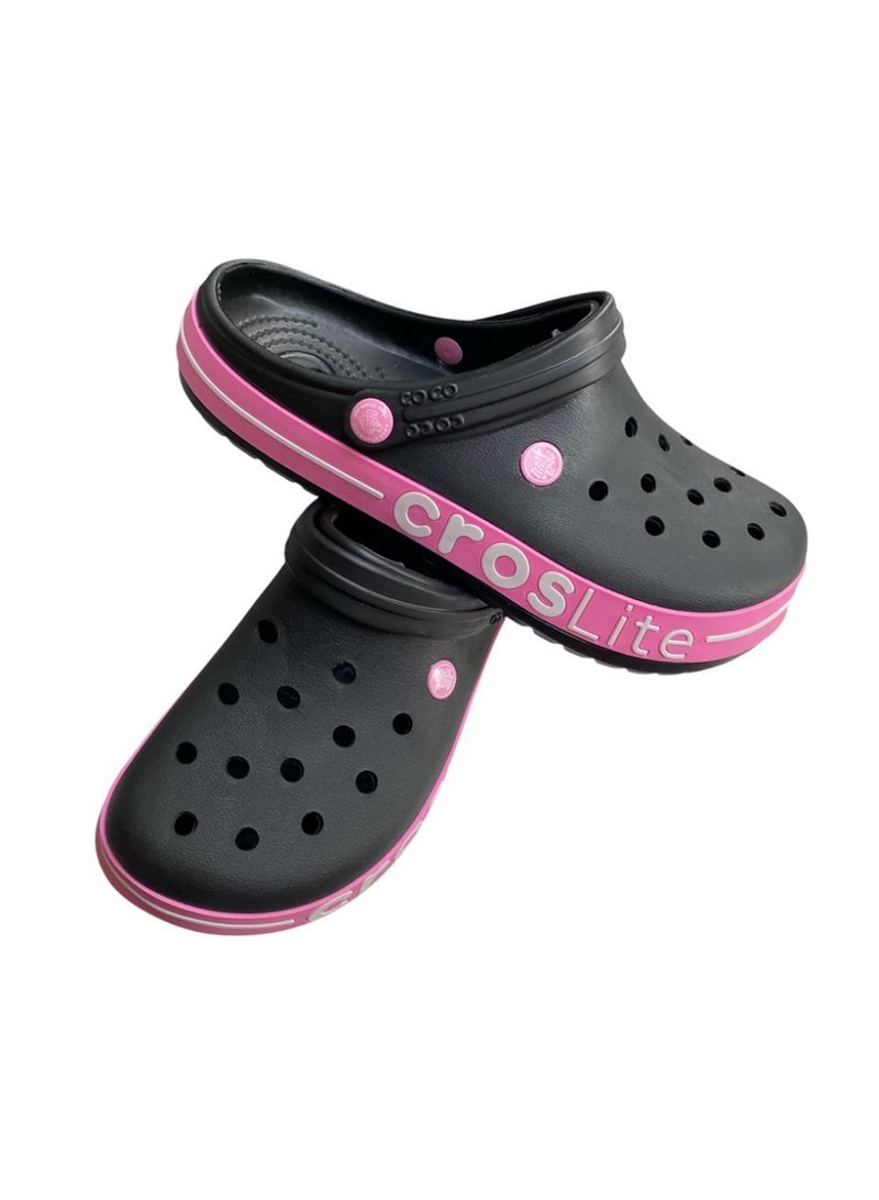 crocs Women's CrossLite Clog - Comfortable - Lightweight - Stylish Design - Easy to Wear - Black with Pink Accents - Image 5