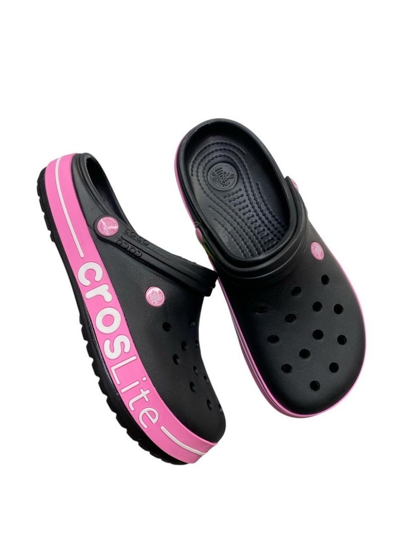 crocs Women's CrossLite Clog - Comfortable - Lightweight - Stylish Design - Easy to Wear - Black with Pink Accents - Image 3