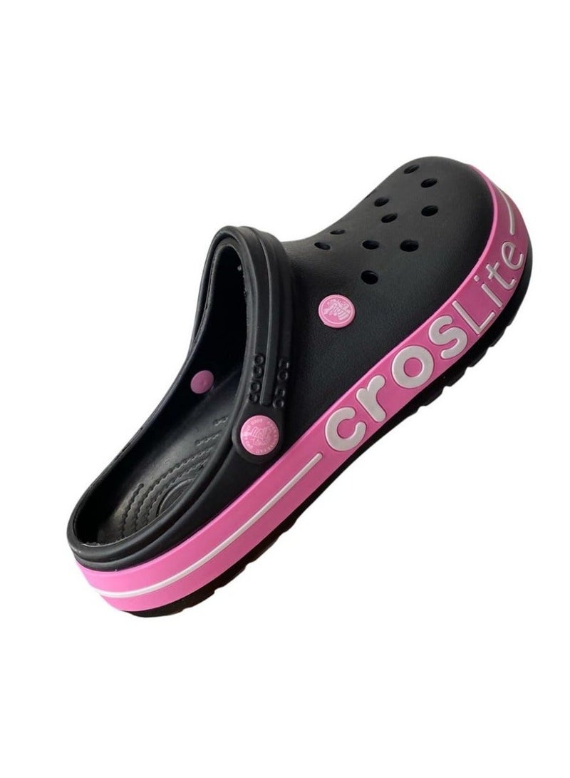 crocs Women's CrossLite Clog - Comfortable - Lightweight - Stylish Design - Easy to Wear - Black with Pink Accents - Image 1