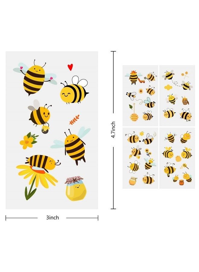 Cleverplay - 24 Sheets Bumble Bee Temporary Tattoos, Birthday Decorations Bee Party Favors - Image 1