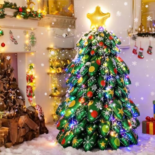 TaTalife Inflatable Christmas Tree 40 Inch SelfStanding Balloons Indoor and Outdoor Christmas Tree Foil Balloons Perfect Xmas Party Decorations Photo Prop - Image 1