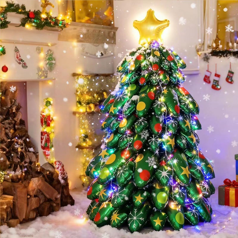 TaTalife Inflatable Christmas Tree 40 Inch SelfStanding Balloons Indoor and Outdoor Christmas Tree Foil Balloons Perfect Xmas Party Decorations Photo Prop - Image 3