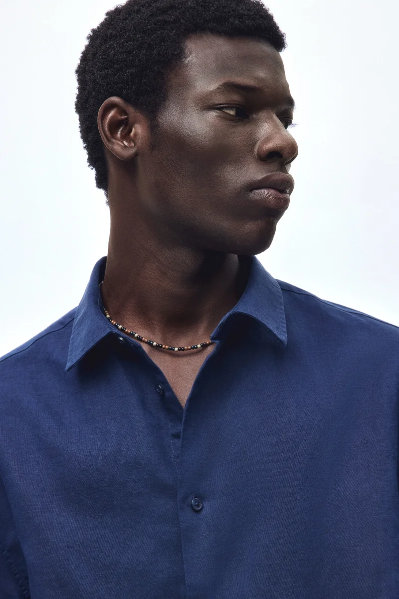 Relaxed Fit Short-sleeved linen-blend shirt