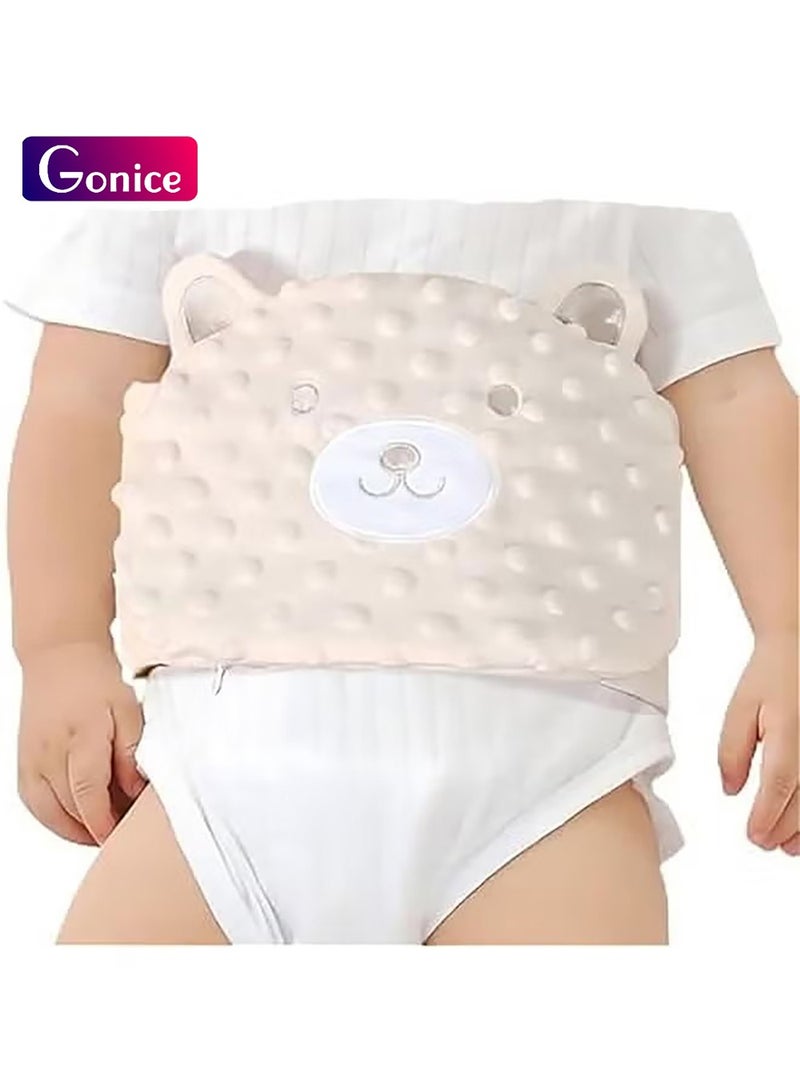 جونيس وسادة تدفئة للأطفال من بذور كاسيا لتخفيف مغص وغازات البطن، حزام قماط دافئ لراحة المعدة والتهدئة، مناسب للاستخدام اليومي والأطفال، لون بيج - Image 1