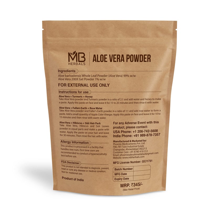 MB Herbals Aloe Vera Powder 8 oz (227 Gram / 0.5 lb) | Aloe barbadensis Powder | Natural Skin Moisturizer | Promotes Hair Growth | for External Use Only - Image 2