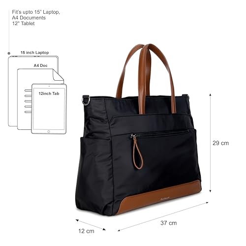 Fastrack NylonEdge Tote | Water-Resistant Nylon Women’s Laptop Bag | 15-Inch Laptop Sleeve, Dual Carry Handles & Detachable Strap | trolley loop | Work, Travel & Everyday Tote - Image 5