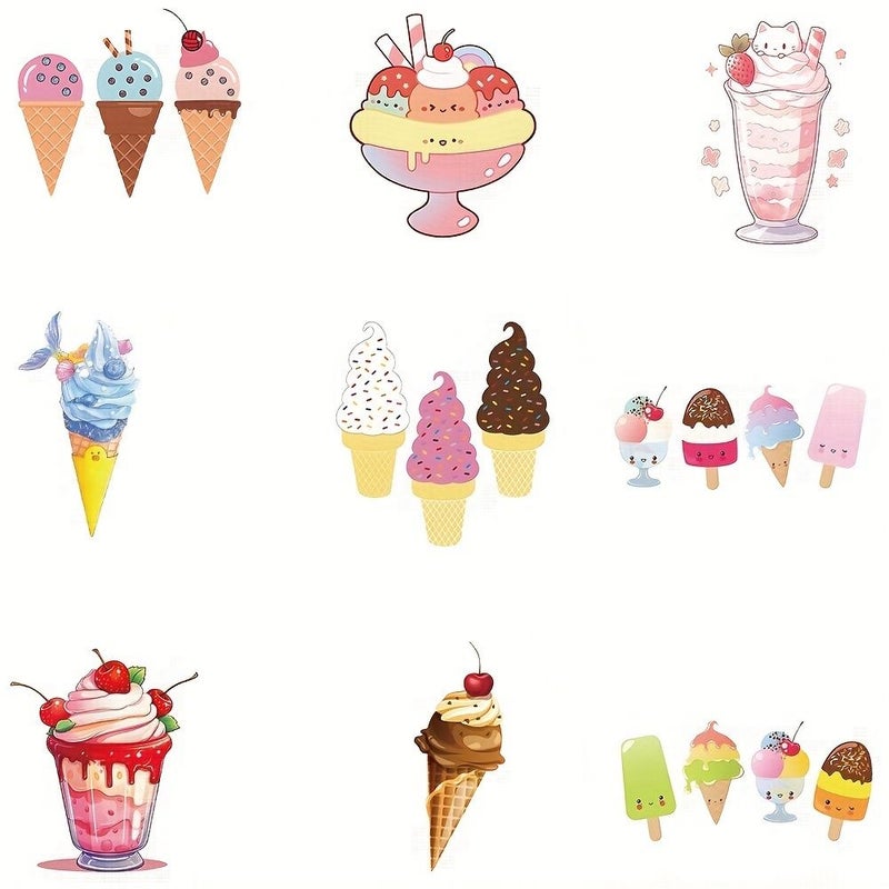 52pcs Waterproof Glossy Summer Dessert Stickers for Laptop Phone Case Skateboards - Image 5